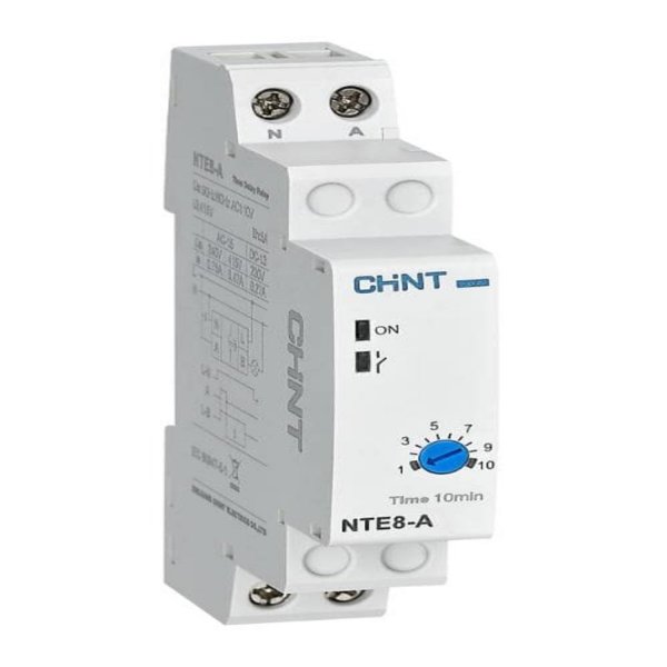 Реле задержки времени NTE8-A, 48 с – 480 с, AC230 В, на отключение, 1 нормально открытый контакт (1NO) Chint 258368