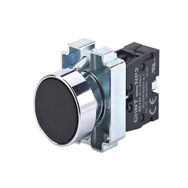 Кнопка NP2-BA21 без підсвітки чорна 1NO IP40 Chint 573955