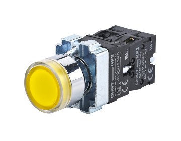 Кнопка с подсветкой NP2-BW3565 AC/DC230V LED Желтая 1NO+1NC IP40 Chint 574303