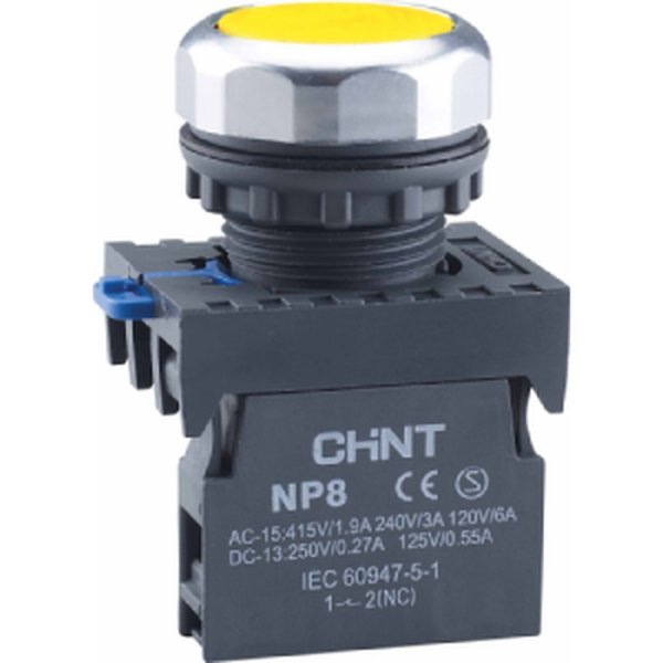 Кнопка NP8-10BN/5 без підсвітки жовта 1NO IP65 Chint 667333