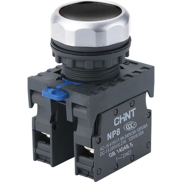 Кнопка NP8-11BN/2 без підсвітки чорна 1NO+1NC IP65 Chint 667112