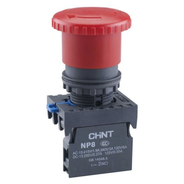Кнопка "Грибок" d40 мм с фиксацией NP8-01ZS/14 красная 1NC IP65 Chint 667210