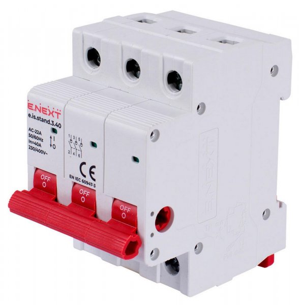 Выключатель нагрузки на DIN-рейку e.is.stand.3.40, 3р, 40А s082007