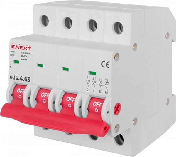 Выключатель нагрузки на DIN-рейку e.is.4.63, 4р, 63А p008022