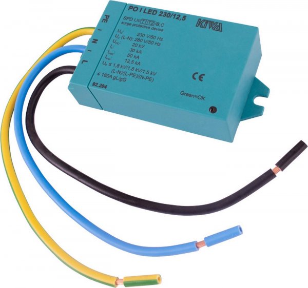 ПЗІП e.PO I LED 230V/12,5kA клас I+II+III, 1 полюс + N-PE, для LED освітлення 92.204