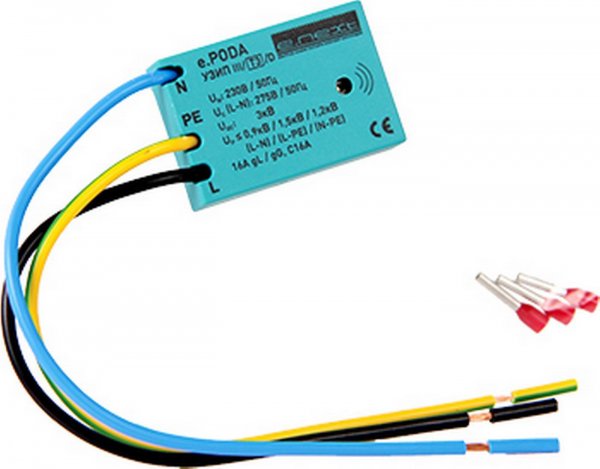 Комбинированный УЗИП e.PODA класс III + звуковая сигнализация срабатывания, встраивается в подрозетник 92.133/95