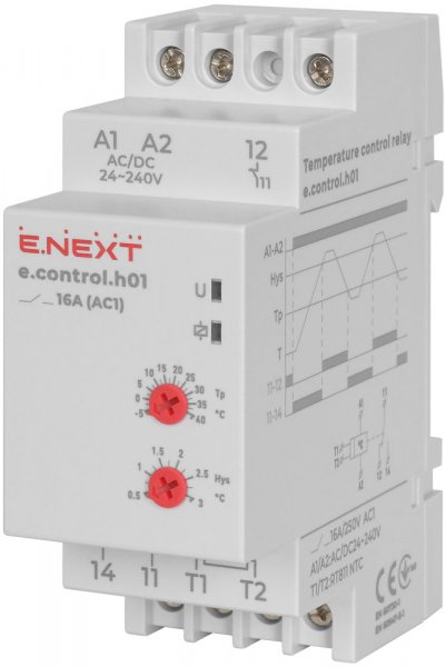 Реле контроля температуры e.control.h01, 16А, АС/DC 24–240В, -5…+40 °С i0310016