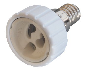 Переходник e.lamp adapter.E14/GU10.white, с патрона E14 на GU10, пластиковый s9100040
