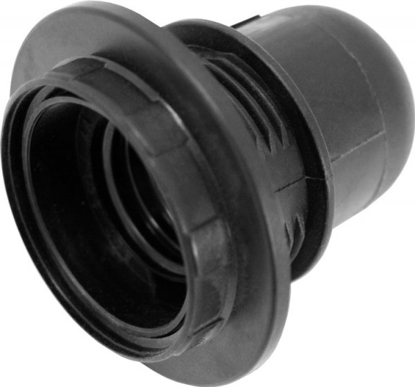 Патрон пластиковый E27 с гайкой, со стопором, черный s9100044