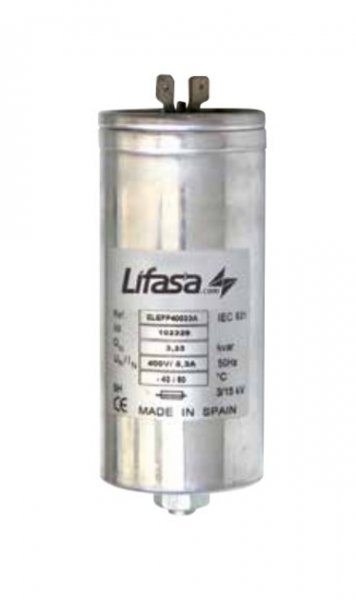 Самовосстанавливающийся однофазный цилиндрический конденсатор 1,1 кВАр 230 В 66 мкФ ±5% 230 В–440 В ELEFP40033AE
