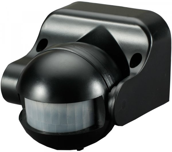 Датчик движения инфракрасный e.sensor.pir.09.black(черный), 180°, IP44 s061003