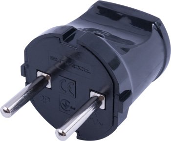 Вилка бытовая e.plug.002.10, без з/к, 10А, черная s9100045