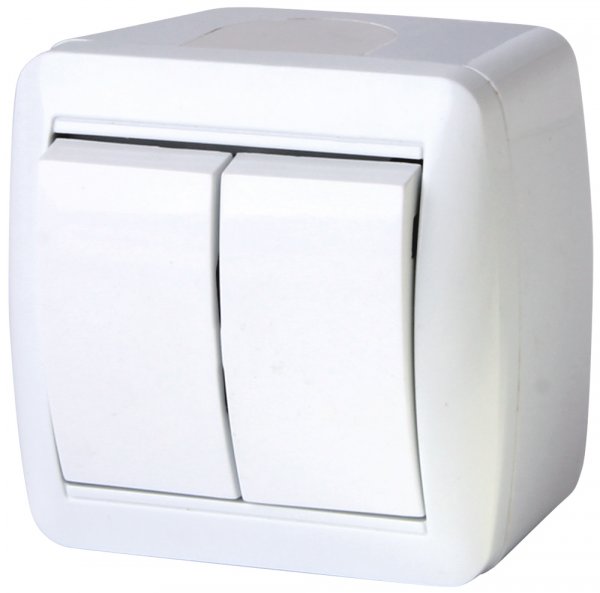 Вимикач двохклавішний e.aqua.1112.gr для зовнішнього монтажу, IP44 s035052