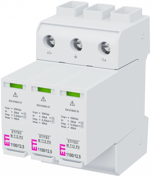 Обмежувач перенапруги ETITEC M T12 PV 1100/12,5 Y RC (для PV систем) ETI 2440512