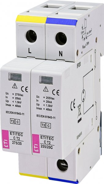 Ограничитель перенапряжения ETITEC C T2 275/20 (1+1) 2p ETI 2440401