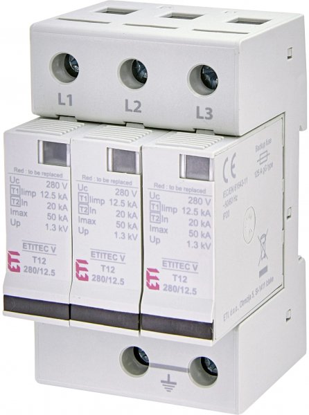 Ограничитель перенапряжения ETITEC V T12 280/12,5 (3+0) ETI 2442905
