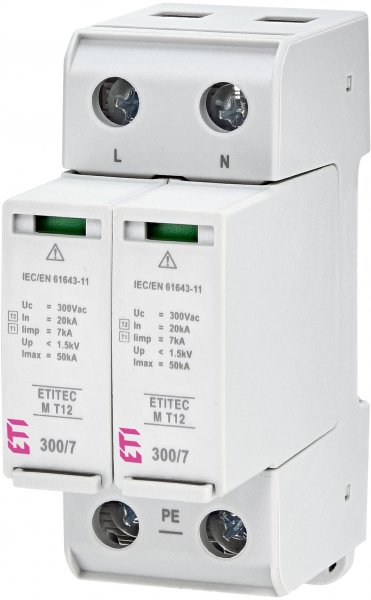 Ограничитель перенапряжения ETITEC M T12 300/7 (2+0, 2p, TNC-S) ETI 2440502
