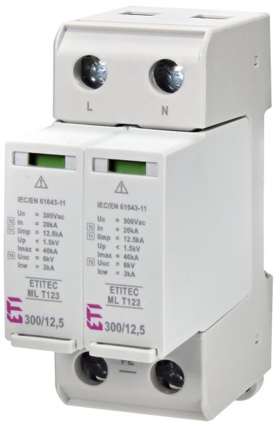 Ограничитель перенапряжения ETITEC ML T123 300/12,5 (2+0, 2p, TNC-S) ETI 2440663