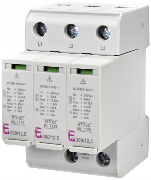 Ограничитель перенапряжения ETITEC ML T123 300/12,5 (3+0, 3p, TNC) ETI 2440665