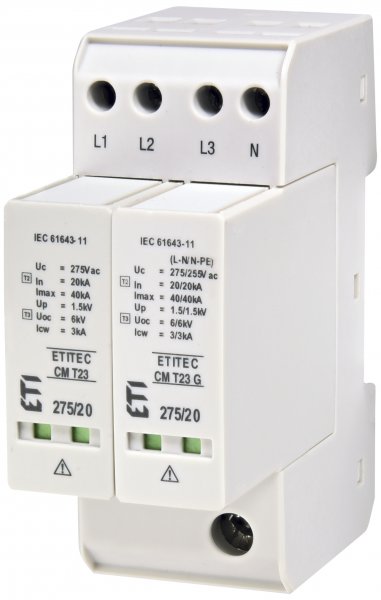 Ограничитель перенапряжения ETITEC CM T23 275/20 (3+1, 2р, ТТ) ETI 2440656