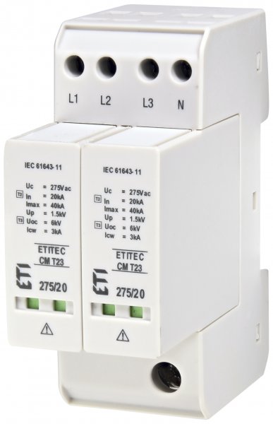 Ограничитель перенапряжения ETITEC CM T23 275/20 (4+0, 2p, TNC-S) ETI 2440652