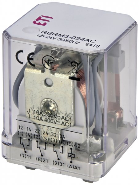 Реле електромеханічне RERM3-24AC 3p (16A AC1, 24V AC) ETI 2473062