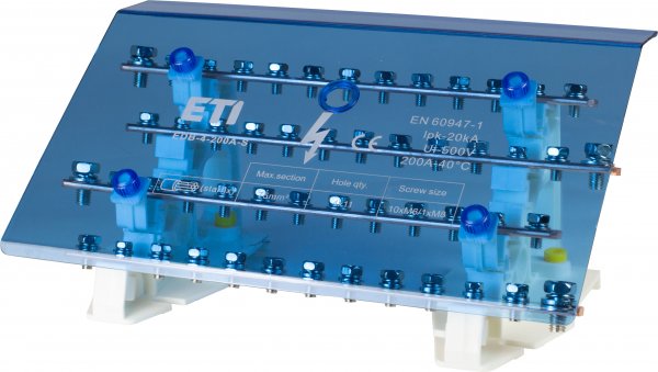 Блок розподільчий EDB-4-200A-S, 4p, 3L+PE/N, 200A (11 виходів) ETI 1102311