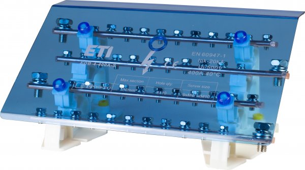 Блок розподільчий EDB-4-400A-S, 4p, 3L+PE/N, 400A (10 виходів) ETI 1102313