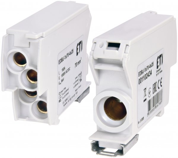 Блок розподільчий EDBJ-1x70-4x25 (192A, 1000V AC/1500V DC, IN: 1x70, OUT: 4x25, сірий) ETI 1102434