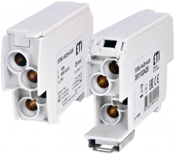 Блок розподільчий EDBJ-4x25-4x25 (100A, 1000V AC/1500V DC, IN: 4x25, OUT: 4x25, сірий) ETI 1102428