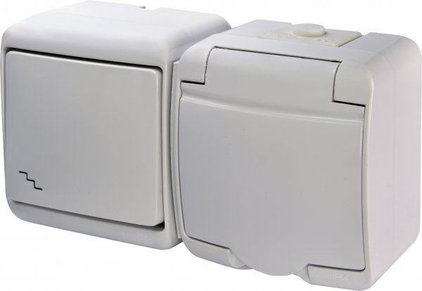 Микс гориз.: Сходов.вим.+ 1-на розетка с з/к VRHH-3s (белая/белая крышка) ETI 4668035