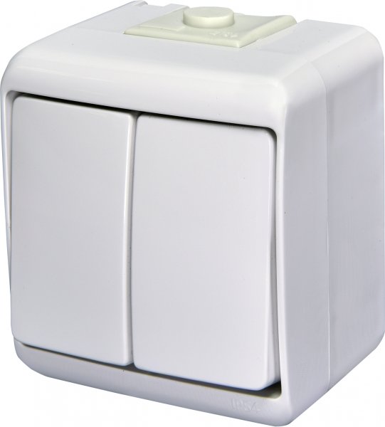 Выключатель 2-клавишный с подсветкой VHE-2L (белый, IP54) ETI 4668008