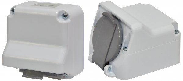 Розетка 1-на угловая PRE-1 (2Р+РЕ, Schuko, IP44, 16A, 250V, поликарбонат) ETI 4481019