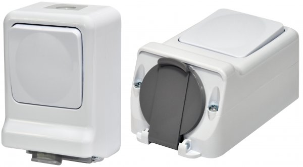 Микс PRV-1: 1-кл.вим.+ 1-на розетка (2Р+РЕ, Schuko, IP44, 10/16A, 250V, поликарбонат) ETI 4481022