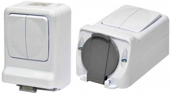 Микс PRV-2: 2-кл.вим.+ 1-на розетка (2Р+РЕ, Schuko, IP44, 10/16A, 250V, поликарбонат) ETI 4481023