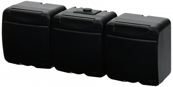 Розетка 3-на с з/к Schuko RHE-3s-BL (черн./черная крышка, IP54) ETI 4668095