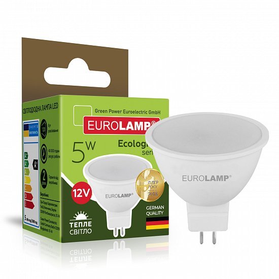 EUROLAMP LED Лампа ECO серія "P" MR16 5W GU5.3 3000K 12V (50) LED-SMD-05533(12)(P)