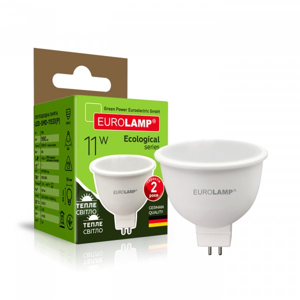 EUROLAMP LED Лампа ECO серія "P" SMD MR16 11W GU5.3 3000K (100) LED-SMD-11533(P)