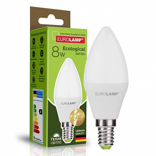 EUROLAMP LED Лампа ECO серія "P" CL 8W E14 3000K (100) LED-CL-08143(P)