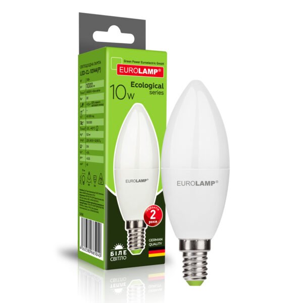 EUROLAMP LED Лампа ECO серия "P" CL 10 Вт E14 4000 К (100) LED-CL-10144(P)