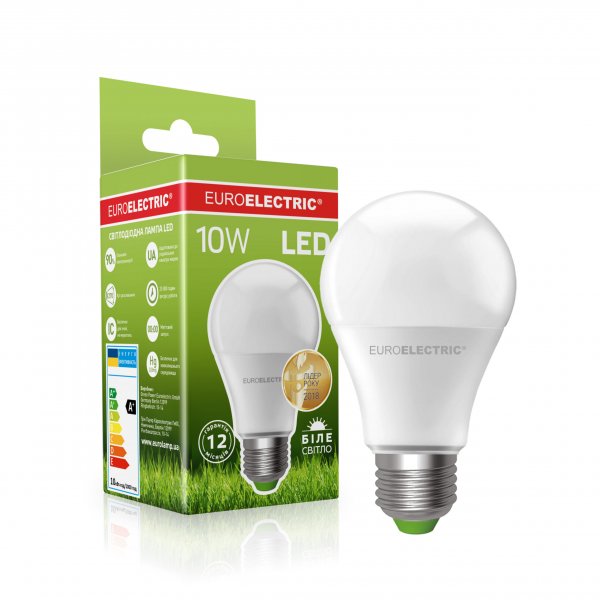 EUROELECTRIC LED Лампа A60 10W E27 4000K (100) LED-A60-10274(EE)