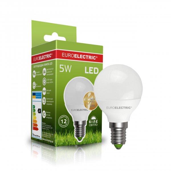 EUROELECTRIC LED Лампа G45 5W E14 4000K (100) LED-G45-05144(EE)