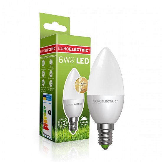 EUROELECTRIC LED Лампа CL 6W E14 4000K (100) LED-CL-06144(EE)