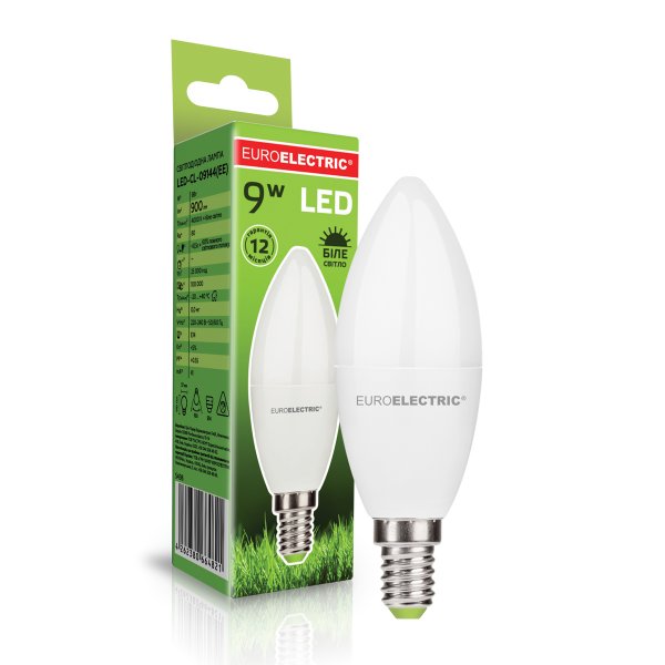 EUROELECTRIC LED Лампа CL 9W E14 4000K (100) LED-CL-09144(EE)