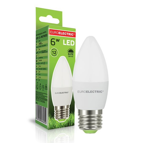 EUROELECTRIC LED Лампа CL 6W E27 4000K (100) LED-CL-06274(EE)