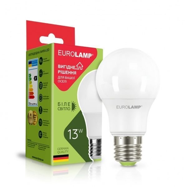EUROLAMP LED Лампа ECO А60 13W E27 4000K поштучная акция (100) LED-A60-13274(A)
