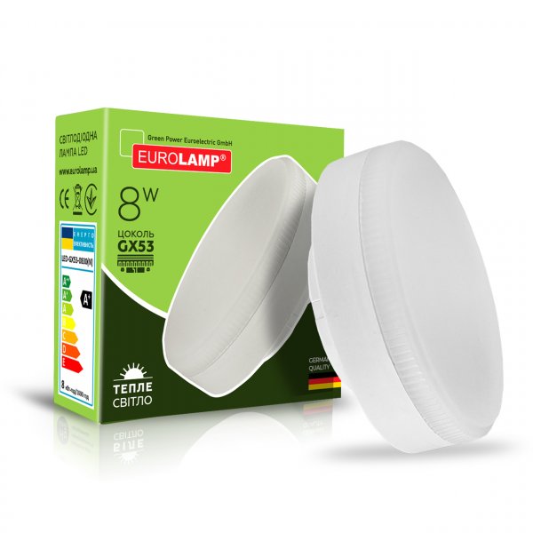 EUROLAMP LED Лампа ECO серия "N" GX53 8W 3000K (100) LED-GX53-0830(N)