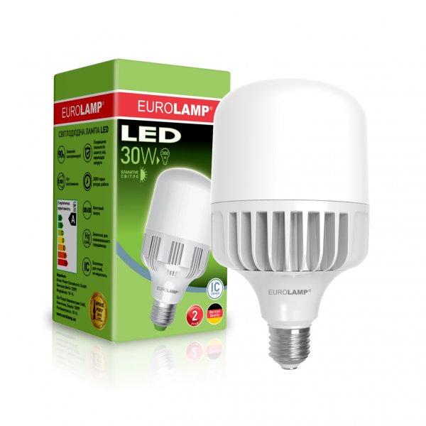 EUROLAMP LED Лампа сверхмощная 30W E27 6500K (12) LED-HP-30276