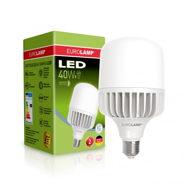 EUROLAMP LED Лампа сверхмощная 40W E27 6500K (12) LED-HP-40276