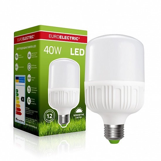 EUROELECTRIC LED Лампа сверхмощная Plastic 40W E27 6500K (40) LED-HP-40276(P)